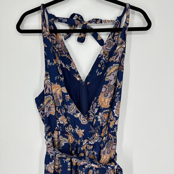 Anthropologie Ett:twa Blue Paisley Belted Wide Leg Womens Jumpsuit Small - Picture 7 of 12